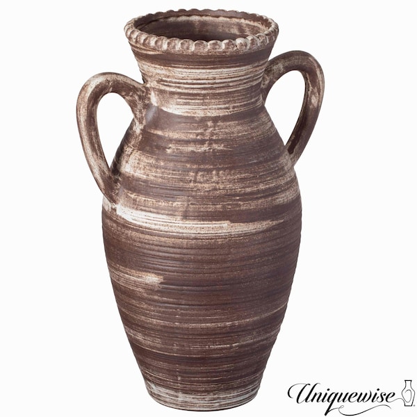 Uniquewise 12in Whitewashed Ceramic Flower Vase for Home Decor, Rustic Farmhouse Pottery Modern Country Accent QI004777 - main