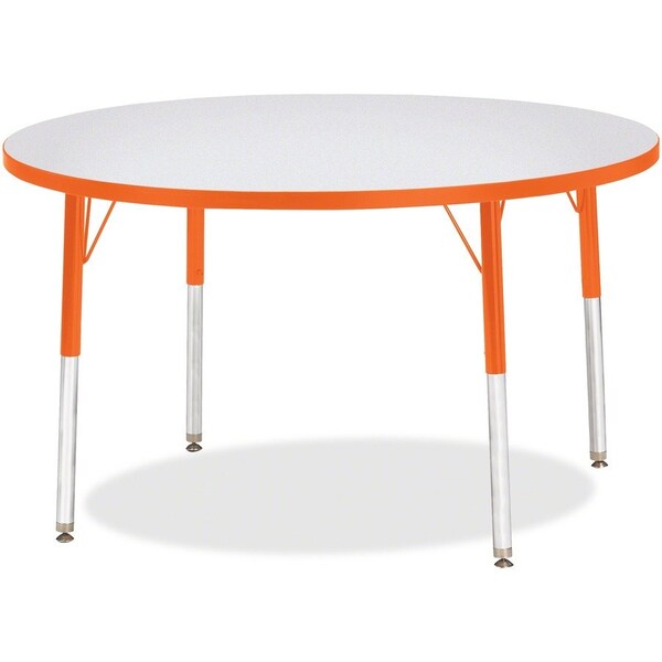 Jonti-Craft Berries Round Activity Table, 42 in. Diameter, E-height, Freckled Gray/Orange/Gray 6468JCE114 - main