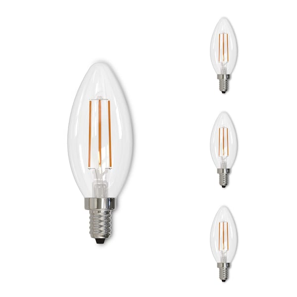 Bulbrite 60w B11 Clear Dimmable (E12) Candelabra Screw Base Edison Style Filament LED Light Bulb, 3000K, 4PK 861585 - main