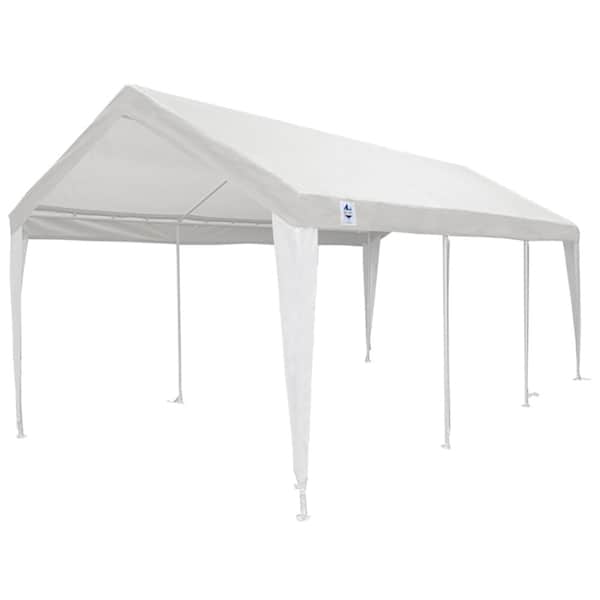 King Canopy Hercules 10ftx20ft, 2in Hammertone Steel Frame w/ buttons, 8-Leg, Carport, White/ White HC1020PCWW - main