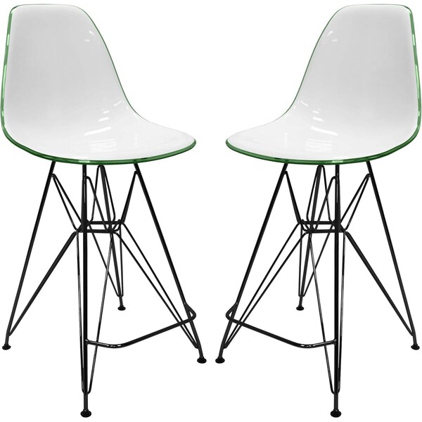 Leisuremod Cresco Acrylic Barstool - Modern ABS Plastic Counter Stool with Steel Legs & Footrest, 2PK CRBL-30WG2 - main