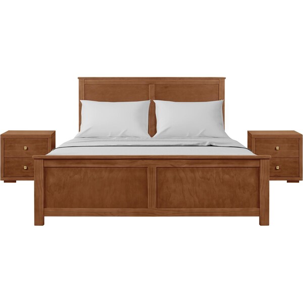 Homeroots Three Piece Walnut Solid Wood Bedroom Set 523709 - main