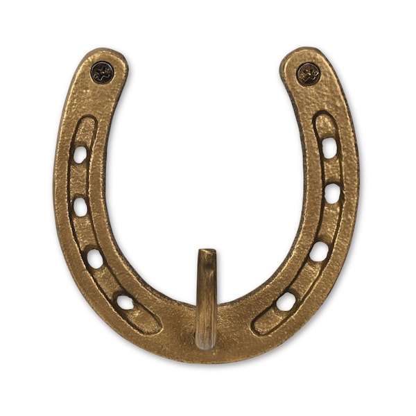 Homeroots 4in Antiqued Gold Cast Iron Horseshoe Wall Hook 724076 - main