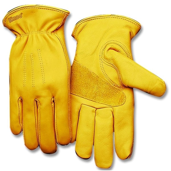 Heatkeep PremiumGrade Driver Gloves, Men's, XL, 11 in L, Keystone Thumb, EasyOn Cuff, Cowhide Leather, Gold 198HK-XL - main