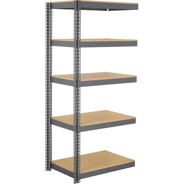 Global Industrial 5 Shelf, Heavy Duty Boltless Shelving, Add On, 48"W x 36"D x 84"H, Wood Deck B3164368 - main