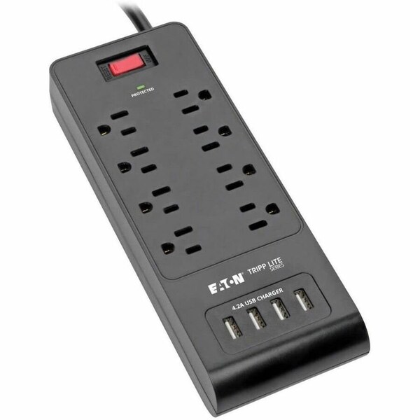 Tripp Lite SURGE PROTECTOR POWER STRIP 8-OUTLETS 4 USB PORTS 6FT CORD BLACK TLP864USBB - main