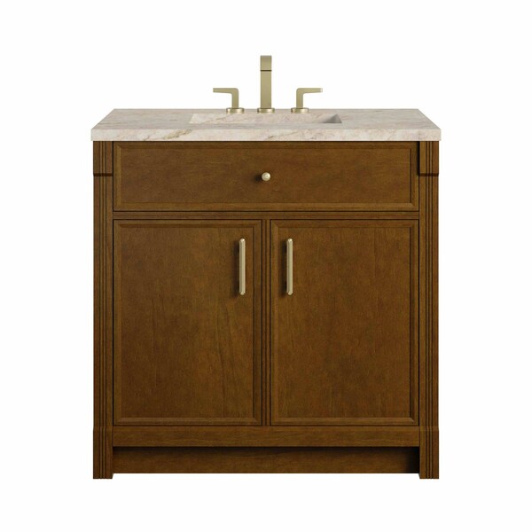 James Martin Vanities Bellshire 36" Single Vanity, Honey Oak w/ 3 CM Tajnar Eclos Top 660-V36-HNO-3TJR - main