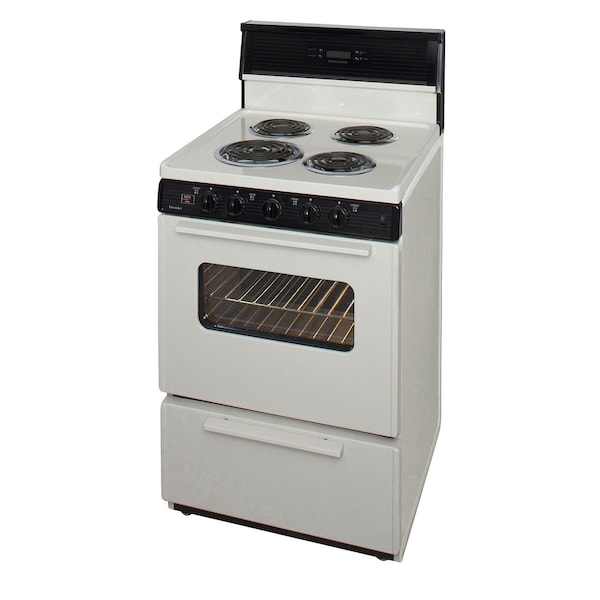 Premier Electric Range, 24 inW x 46 inH x 26 inD, 2.91 cu. ft. Oven, Windowed Oven Door, Coil Top, Biscuit 805705 - main