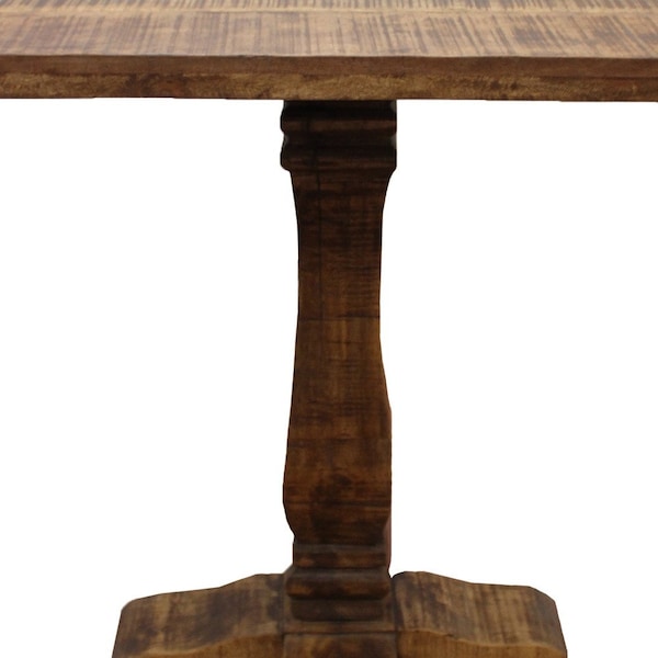 Homeroots 36" Brown Solid Wood Square Pedestal Bar Table 605386 - main