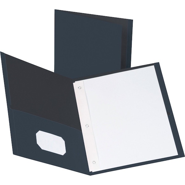 Business Source 2-Pocket Folder with Prong Fasteners, Dark Blue, PK25 BSN78508 - main