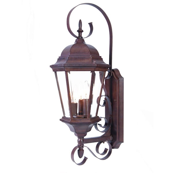 Homeroots Three Light Dark Brown Swing Arm Lantern Wall Light 398394 - main