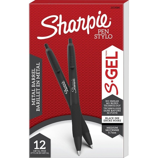 Sharpie Pen Set, Black, Non-Erasable, Gel, PK12 2153580 - main