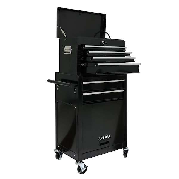 Wrightmaster 21 in. W x 13 in. D 6-Drawers Black Metal Rolling Tool Chest Combo ZR-245685 - main