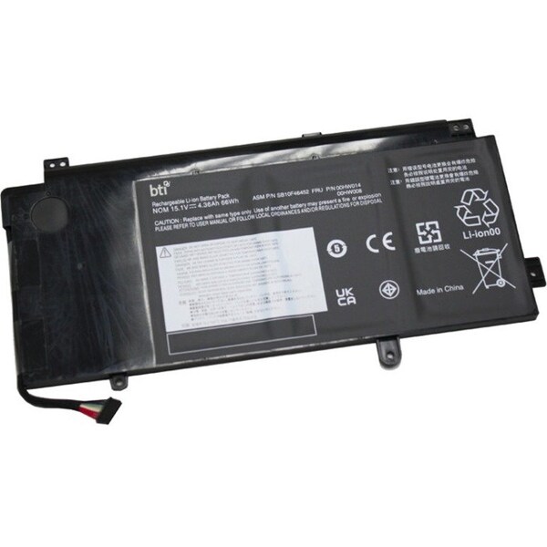 Battery Technology BTI Battery - For Notebook - Battery Rechargeable - 4407 mAh - 67 Wh - 15.2 V 00HW008-BTI - main