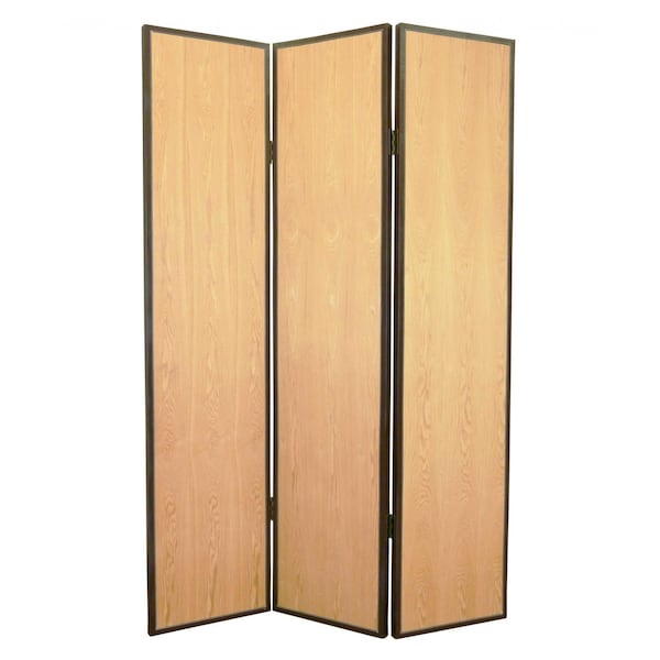 Homeroots 71" Natural Wood Folding Three Panel Screen Room Divider 274692 - main