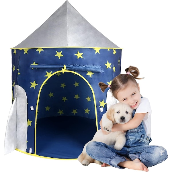 Simple Deluxe Simplux Kids Tent Rocket Spaceship, Kids Play Tent, Unicorn Tent for Boys and Girls, Kids Playhouse SOTENTKIDROCKBS - main