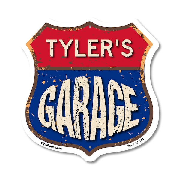 Signmission Tyler's Garage, 12 Inch X 12 Inch, Aluminum Metal Sign SHI-A-12-383-TYLER - main