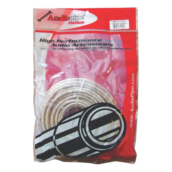 Audiopipe AUDIOP CABLE1225 12 Gauge 25ft Bagged Spool Speaker Wire - Clear CABLE1225 - main