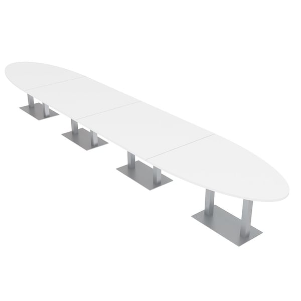 Skutchi Designs Oval Conference Table With Power Unit, 48 in W, 240 in L, White HAR-OVL-48X240-DOU-W960-NA - main