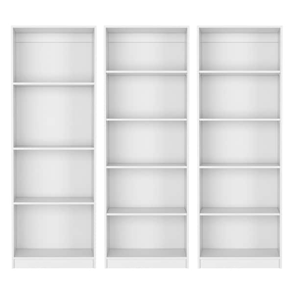 Homeroots Set of Three White Wood Fourteen Tier Modular Bookcase, 3PK 546631 - main