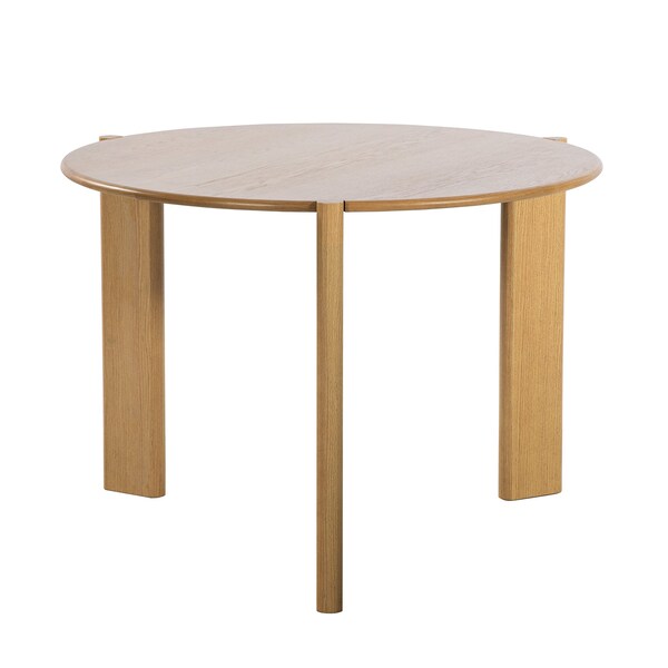 Homeroots 42" Natural Solid Wood Mirrored Double Pedestal Base Round Top Dining Table 712152 - main