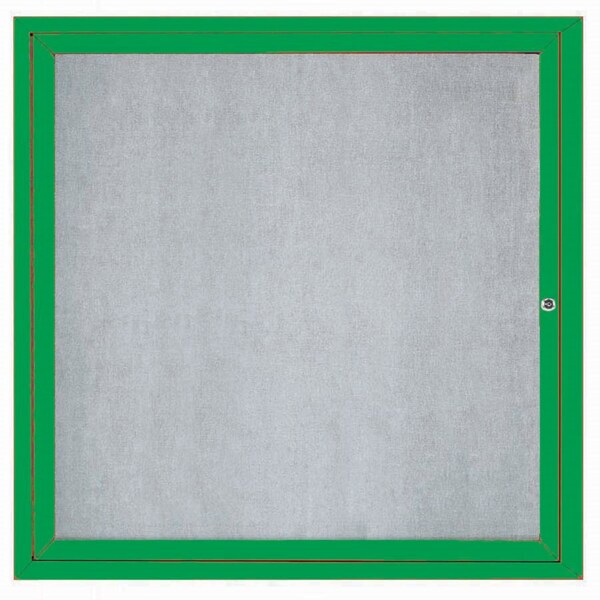 Aarco Outdoor Enclosed Bulletin Board w/ Al Frame, Neutral Standard Vinyl, Frame is Green, 36''Hx36''W ODCC3636RG - main