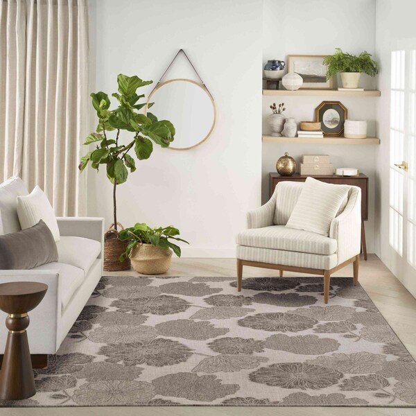Homeroots 9' X 12' Natural And Ivory Floral Indoor Outdoor Area Rug 551494 - main