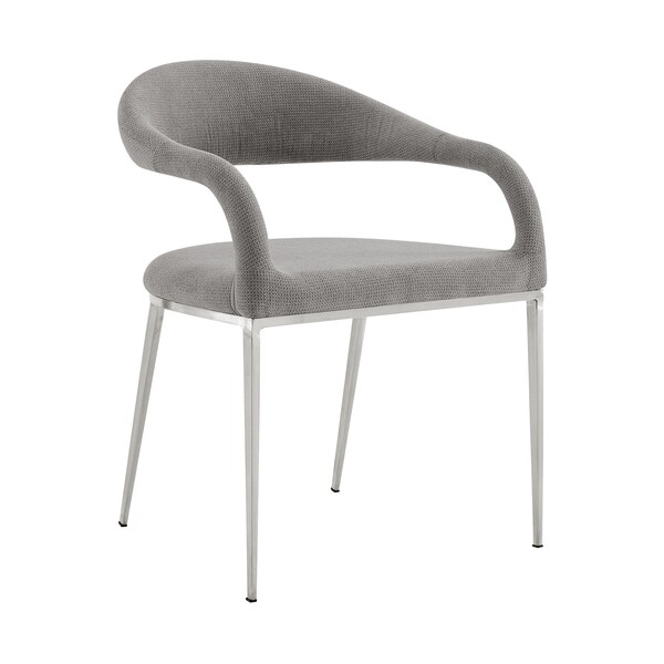 Homeroots Set of Two Gray And Silver Upholstered Polyester Open Back Dining Arm Chairs 569424 - main