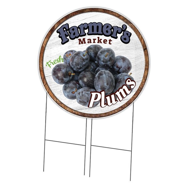 Signmission Farmers Market Plums Double Sided Corrugated Plastic Circle Yard Sign, C-36-CIR-DS-WS-Plums C-36-CIR-DS-WS-Plums - main
