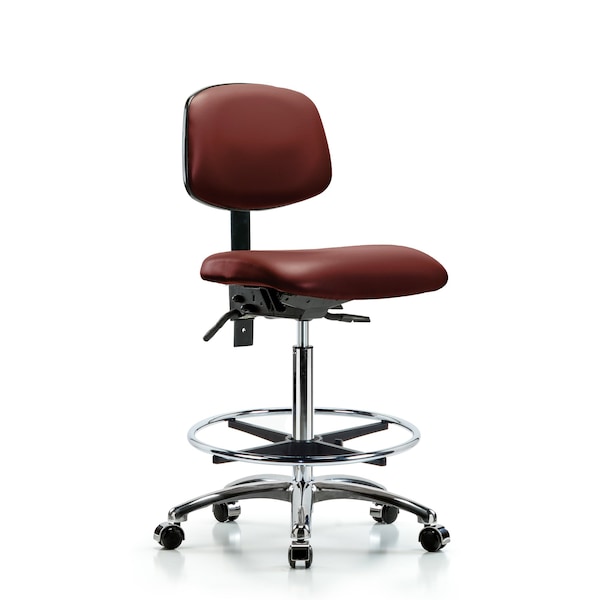 Blue Ridge Ergonomics Vinyl Chair Chrome, High Bench, Tilt, Foot Ring, Casters, Borscht BR-VHBCH-CR-T1-A0-CF-CC-8815 - main