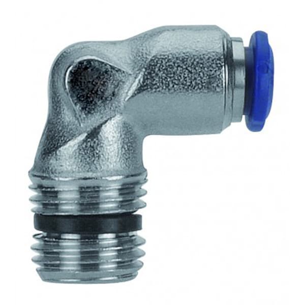 Usa Industrials Push to Connect Tube Fitting, Nickel Plated Brass w/ Plastic Release Ring, Male Elbow, 1/4in ZUSA-TF-PTC-NPBR-417 - main