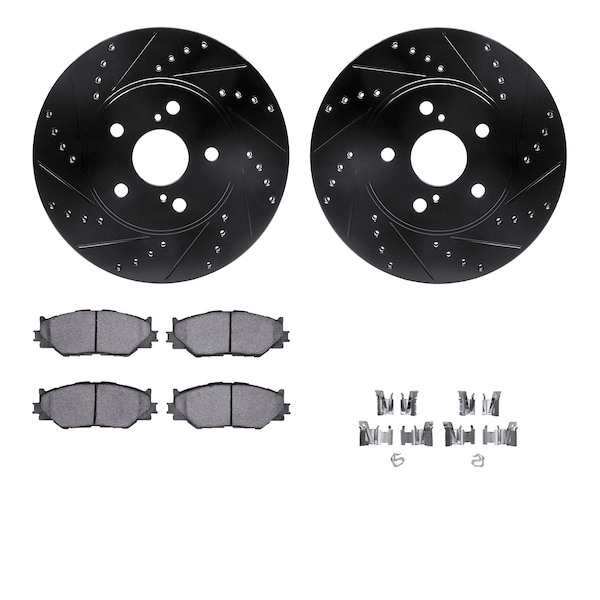 Dynamic Friction Co DFC Rotors-Drilled & Slotted-Black w/ EURO 5000 Ceramic Brake Pads Incl Hdw 8612-76001 - main