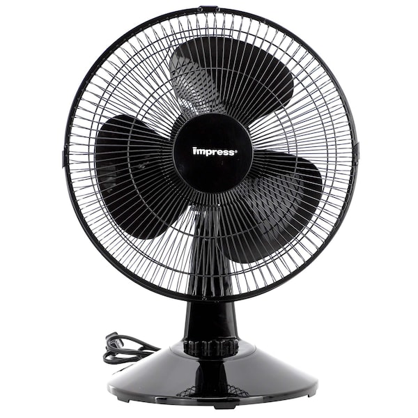 Impress 12 Inch 3 Speed Oscillating Table Fan in Black 750123318M - main