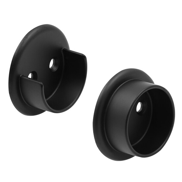 Prime-Line Closet Pole Sockets, Fits 1-3/8 in. Diameter Pole, Metal, Matte Black Finish (Single Pack) N 75878 - main