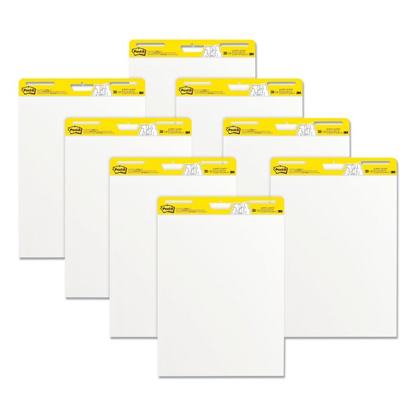 Post-It Vertical-Orientation Self-Stick Easel Pads, Unruled, 25 x 30, White, 30 Sheets, 8PK 559VAD8PK - main