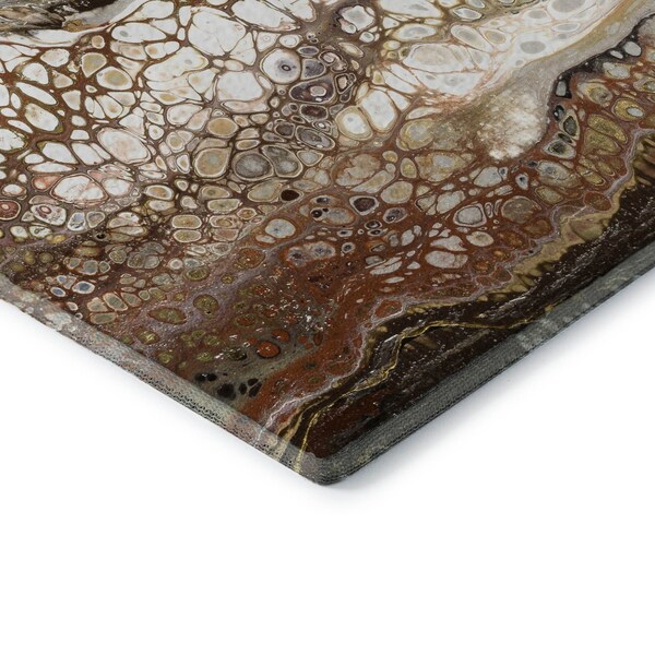 Homeroots 8' Beige Ivory And Black Round Abstract Washable Indoor Outdoor Area Rug 643531 - main
