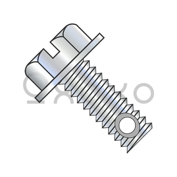 Oxoxo 3/8-16X3 1/2 Slotted Indent Hexwasher Mach Screw Full Thread Drill Hole Zinc, 200PK 494844 - main