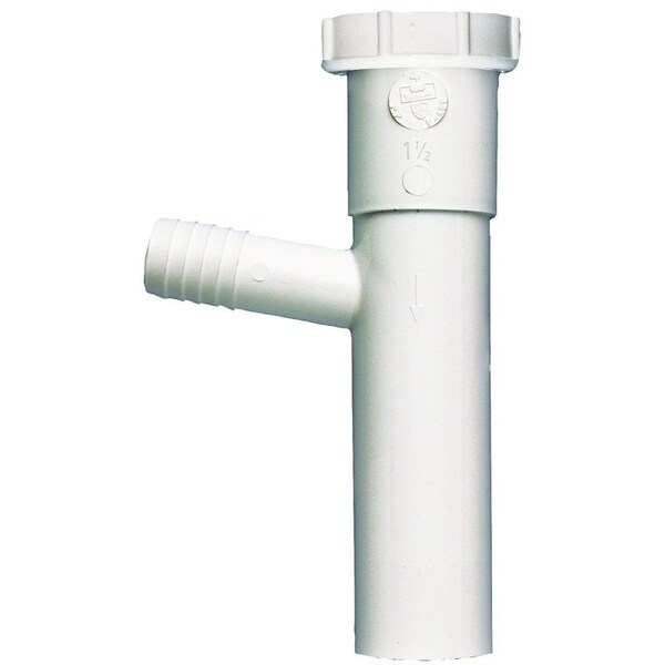 Plumb Pak Dishwasher Tailpiece, 1-1/2 in, 8 in L, Slip-Joint, 3/4 in 7/8 in O.D. Branch, Plastic, White PP66-4W - main