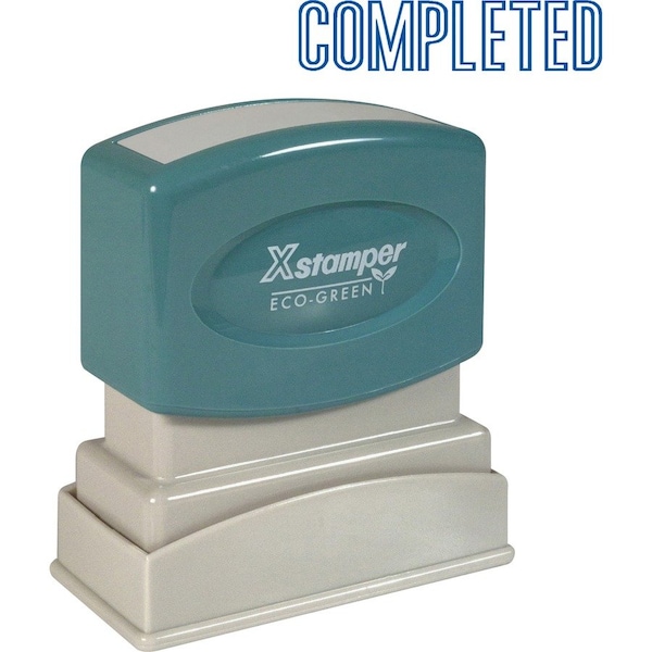 Shachihata Xstamper Pre-Inked Message Stamp, COMPLETED, 1-5/8" x 1/2", Blue 1026 - main