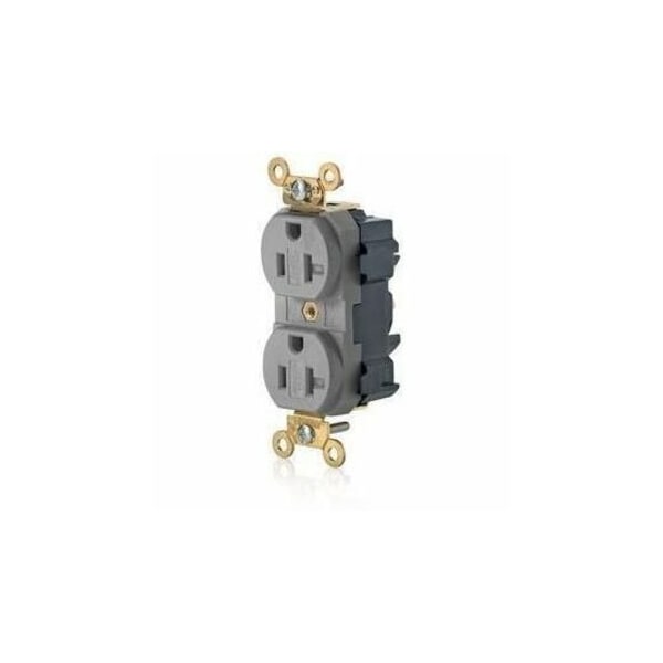 Leviton Lev-Lok Industrial Grade Tamper Resistant Duplex Receptacle, 20 Amp, 125 Volt M5362-SGG - main