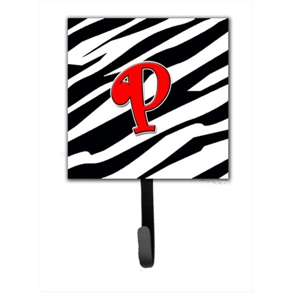 Carolines Treasures Letter P Initial Monogram - Zebra Red Leash Holder Or Key Hook CJ1024-PSH4 - main