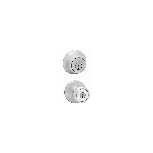 Kwikset Knob Lockset, 3 Grade, Keyed Key, Satin Chrome, 2-3/8 x 2-3/4 in Backset, K6 Keyway 96950-162 - main