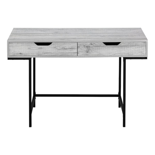 Homeroots 47" Gray and Black Wood and Metal H-Shape Computer Desk With Two Drawers 489882 - main