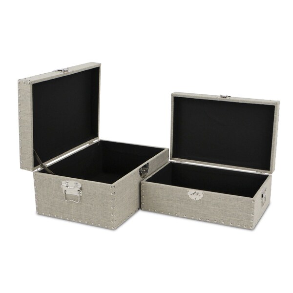 Homeroots Set of Two Beige Solid Wood Box With Lid, 2PK 489386 - main