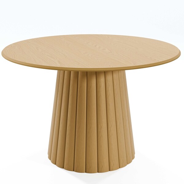 Homeroots 46" Brown Solid Wood Pedestal Base Round Top Dining Table 721009 - main