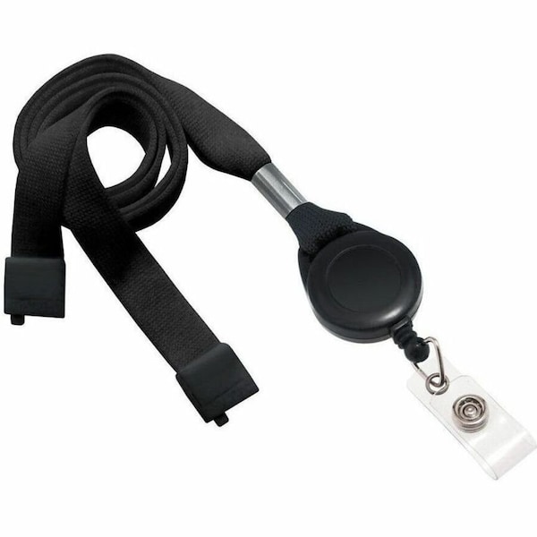 Brady Lanyard with Round Badge Reel and Clear Vinyl Strap Combo - Black 2138-7001 - main