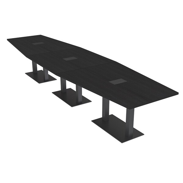 Skutchi Designs Hexagon Conference Table With Power, 48 in W, 216 in L, Black HAR-HEX.IR-48X216-DOU.BK-U999ST19-EBLK - main