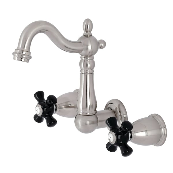 Kingston Brass Double-Handle Wall Mount Bathroom Faucet, Brushed Nickel KS1228PKX - main