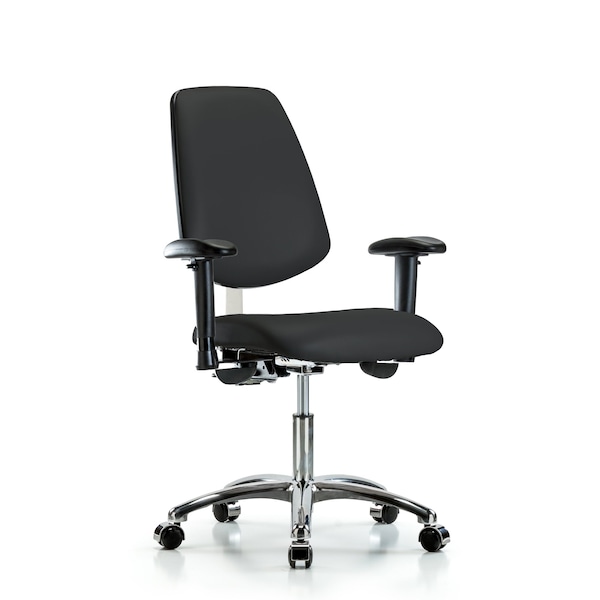 Blue Ridge Ergonomics Clean Room Chair Vin Desk Chair, Med, Bk, Cast, Blk, CL100, Adjustable Arms, 18" to 23" Height, Vinyl BR-NCR-VDHCH-MB-CR-T0-A1-CC-8540 - main