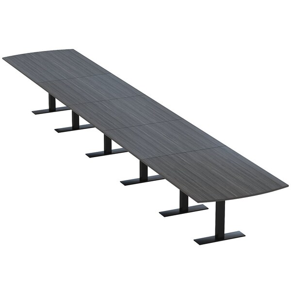 Skutchi Designs 22ft Conference Table W/ Power Unit | 22 Person Modular Arc Rectangle Meeting Table | Harmony Series HAR-AREC-48X264-T.BK-WA7949-NA - main